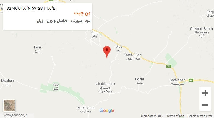 روستای بن چیت بر روی نقشه