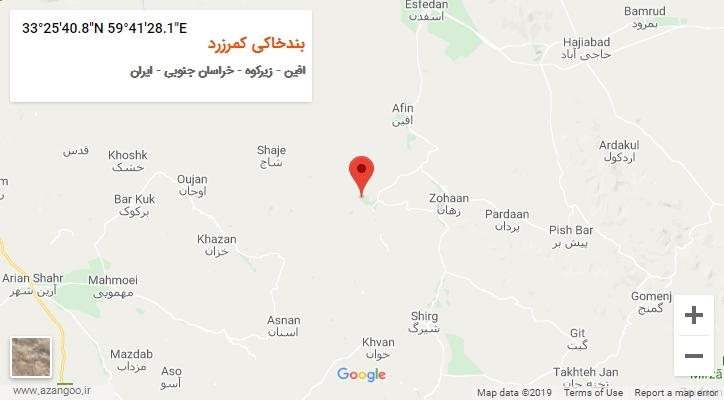 روستای بندخاکی کمرزرد بر روی نقشه