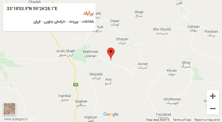 روستای برآباد بر روی نقشه