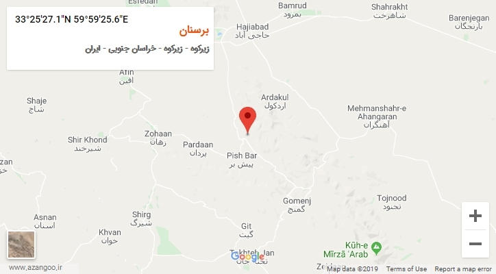 روستای برسنان بر روی نقشه