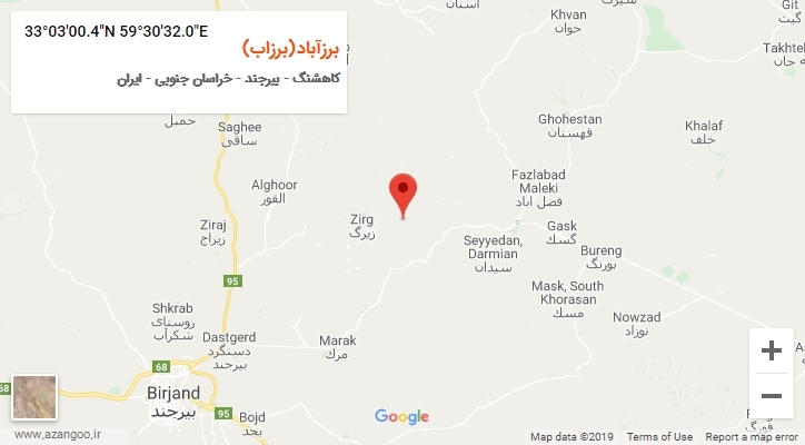روستای برزآباد(برزاب) بر روی نقشه