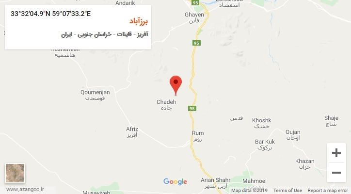 روستای برزآباد بر روی نقشه