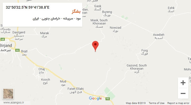 روستای بشگز بر روی نقشه