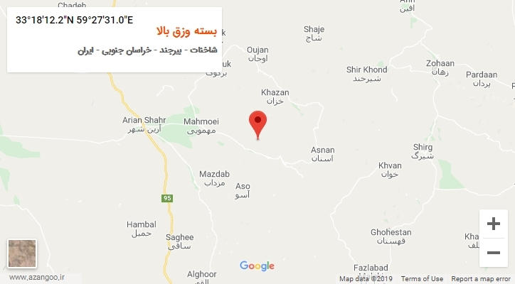 روستای بسته وزق بالا بر روی نقشه