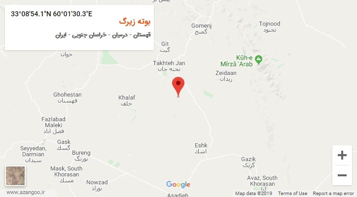 روستای بوته زیرگ بر روی نقشه