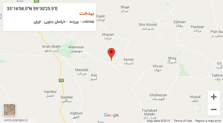 روستای بیدخت بر روی نقشه