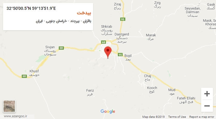 روستای بیدخت بر روی نقشه