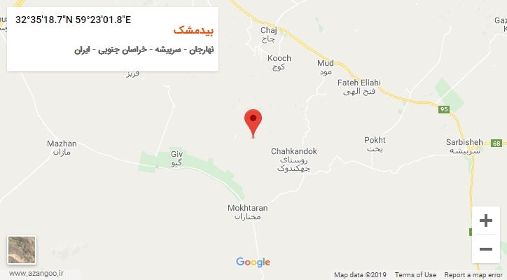 روستای بیدمشک بر روی نقشه