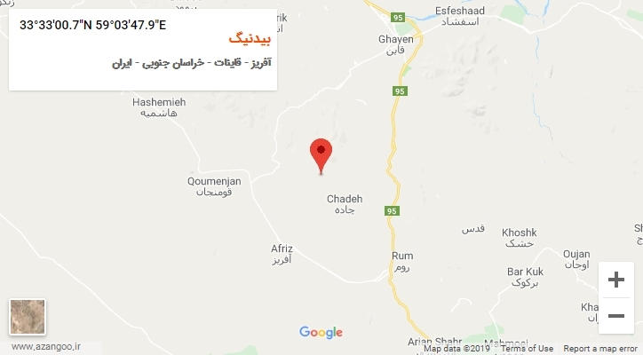 روستای بیدنیگ بر روی نقشه