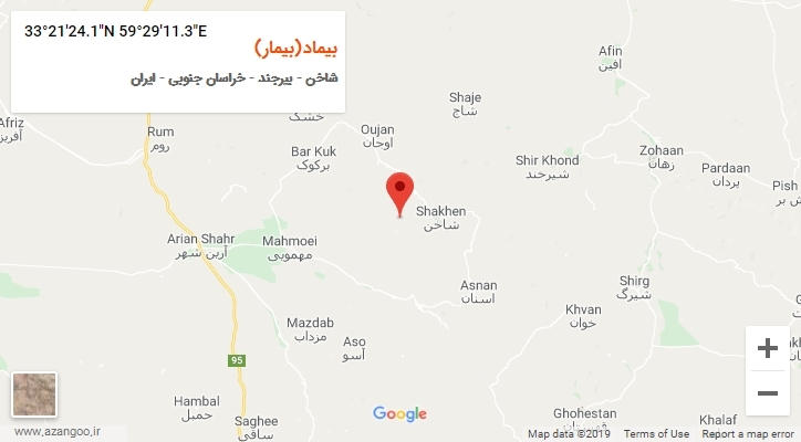 روستای بیماد(بیمار) بر روی نقشه