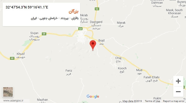 روستای بزرگان بر روی نقشه