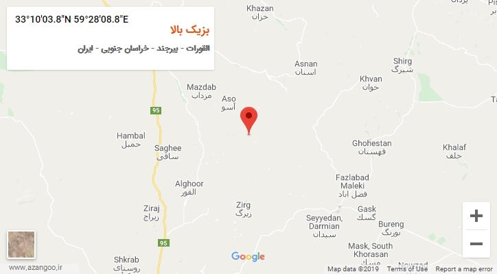 روستای بزیک بالا بر روی نقشه
