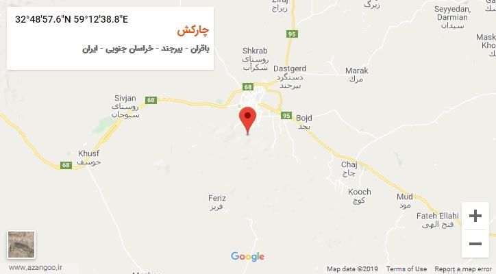 روستای چارکش بر روی نقشه