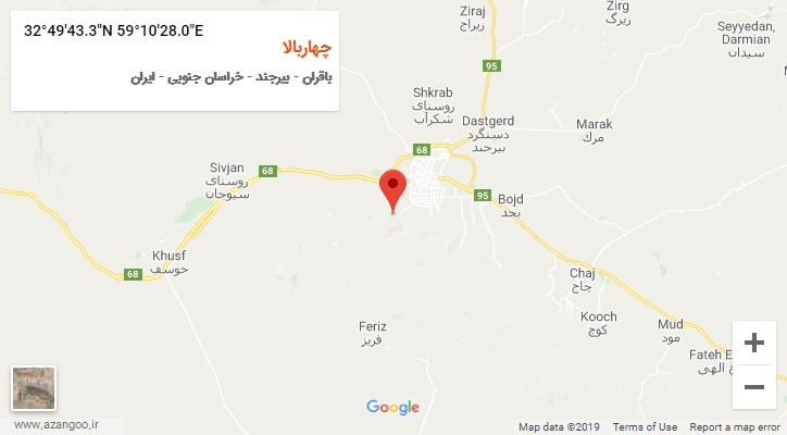 روستای چهاربالا بر روی نقشه