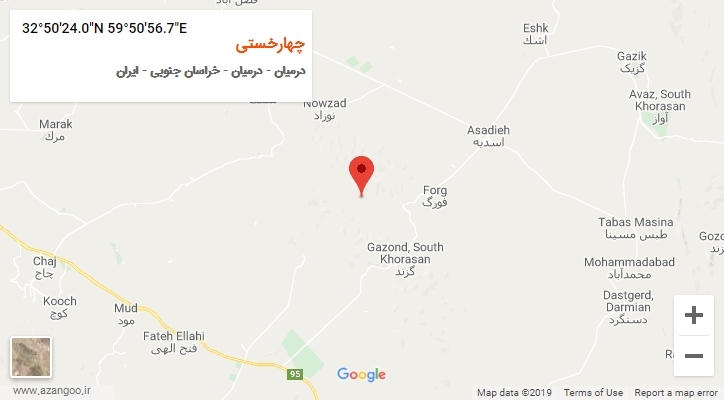 روستای چهارخستی بر روی نقشه