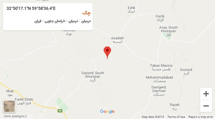 روستای چک بر روی نقشه
