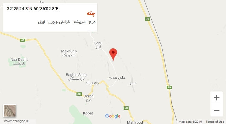 روستای چکه بر روی نقشه