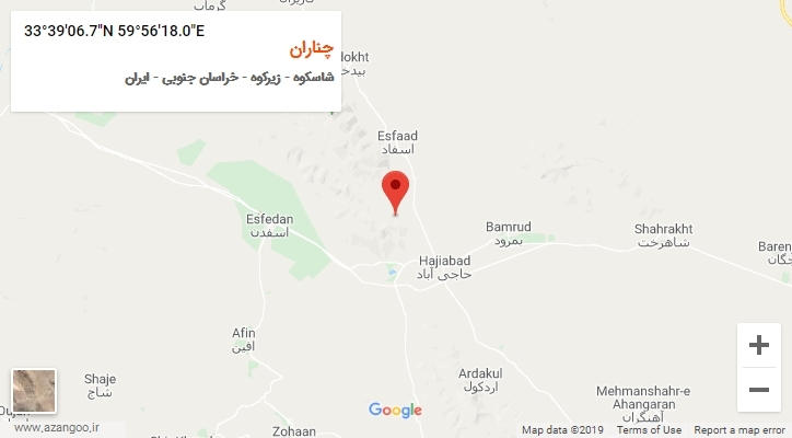 روستای چناران بر روی نقشه