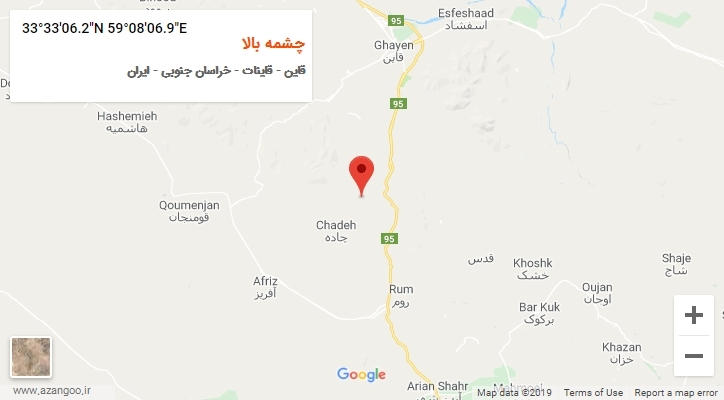 روستای چشمه بالا بر روی نقشه