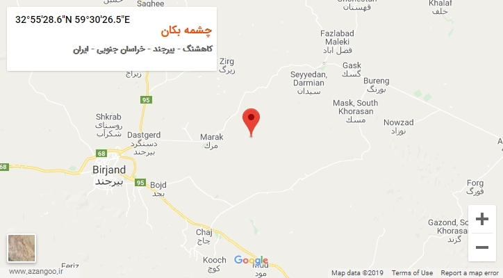 روستای چشمه بکان بر روی نقشه