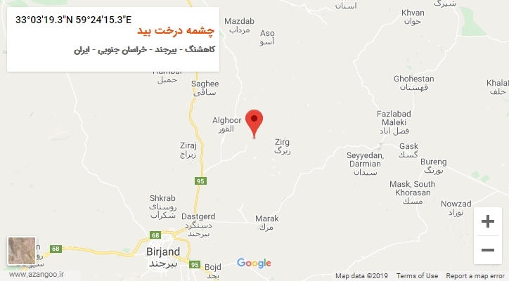 روستای چشمه درخت بید بر روی نقشه