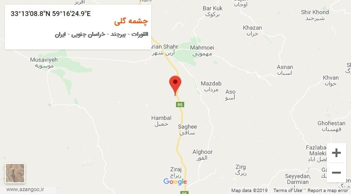 روستای چشمه گلی بر روی نقشه