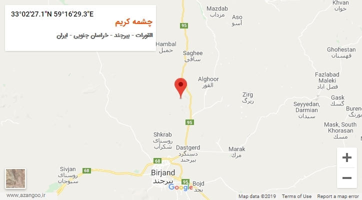 روستای چشمه کریم بر روی نقشه