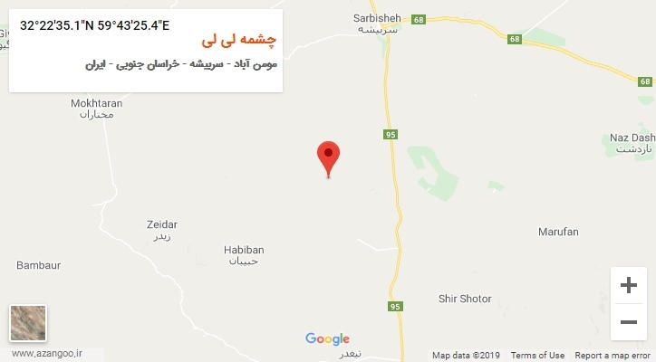 روستای چشمه لی لی بر روی نقشه