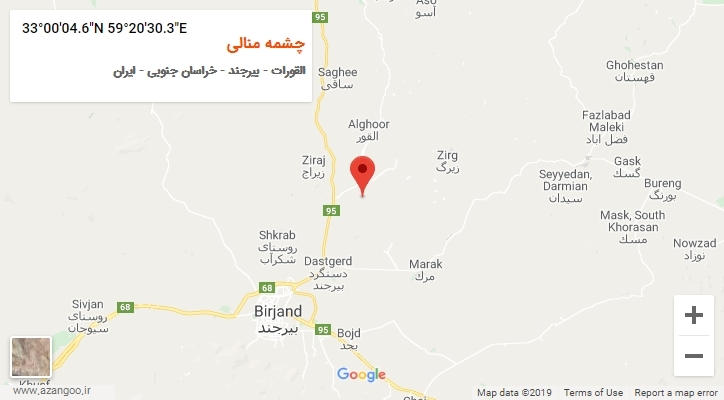 روستای چشمه منالی بر روی نقشه