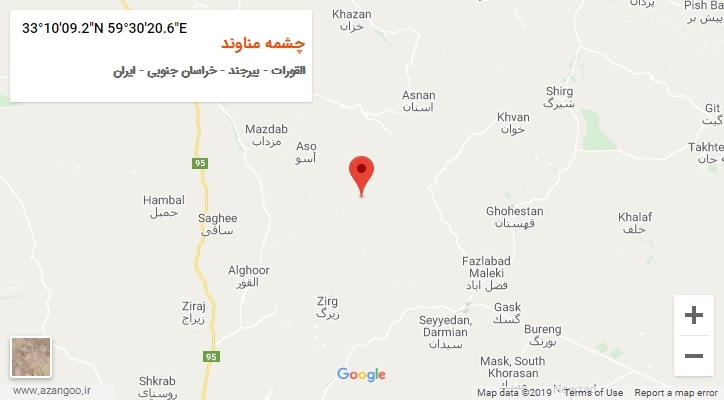 روستای چشمه مناوند بر روی نقشه