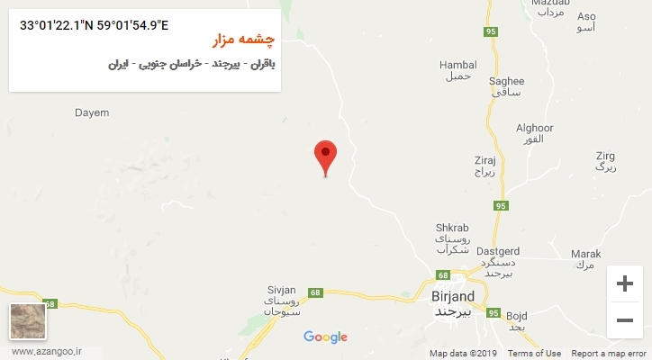 روستای چشمه مزار بر روی نقشه