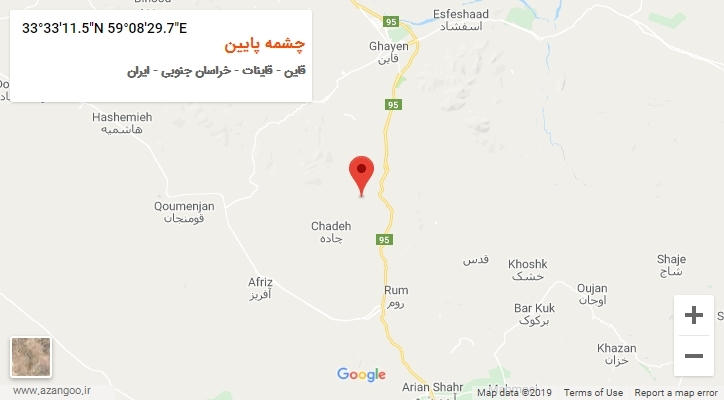 روستای چشمه پایین بر روی نقشه