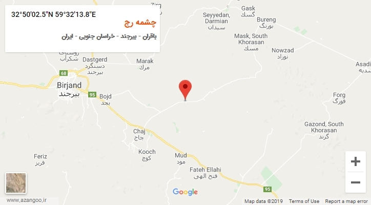 روستای چشمه رج بر روی نقشه