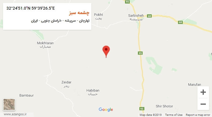 روستای چشمه سبز بر روی نقشه