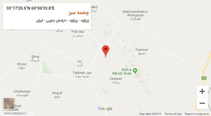 روستای چشمه سبز بر روی نقشه