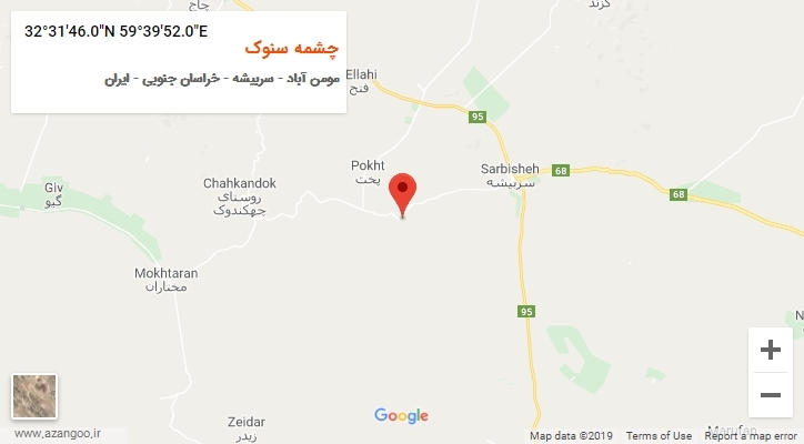 روستای چشمه سنوک بر روی نقشه