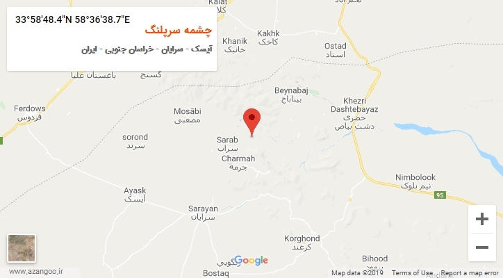 روستای چشمه سرپلنگ بر روی نقشه