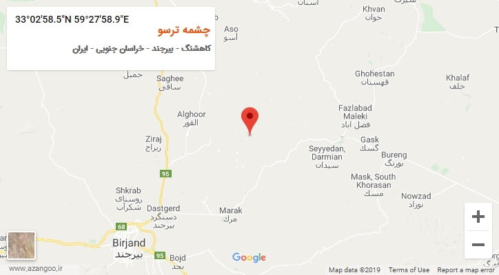 روستای چشمه ترسو بر روی نقشه