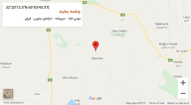 روستای چشمه یخبند بر روی نقشه