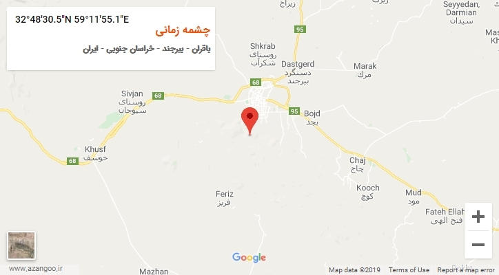 روستای چشمه زمانی بر روی نقشه