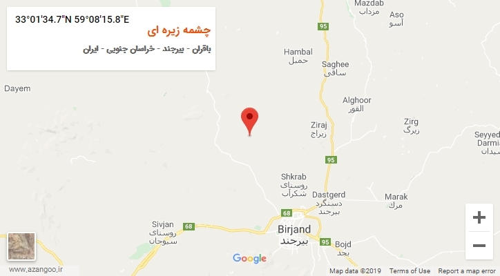 روستای چشمه زیره ای بر روی نقشه