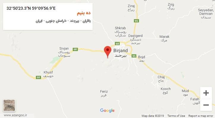 روستای ده بنیم بر روی نقشه