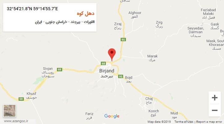 روستای دهل کوه بر روی نقشه