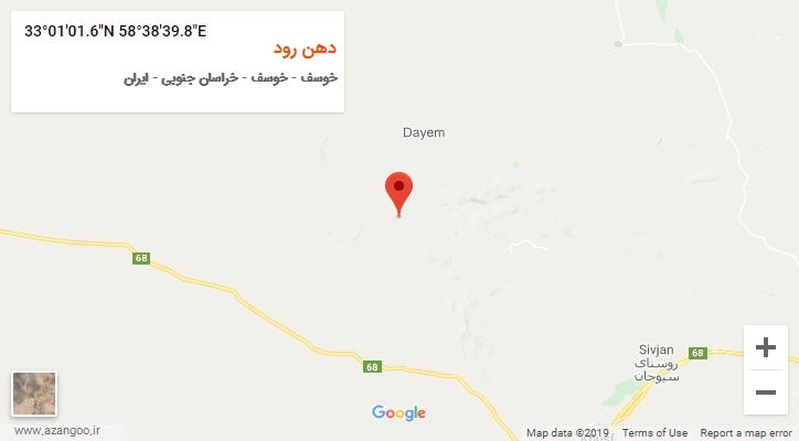 روستای دهن رود بر روی نقشه