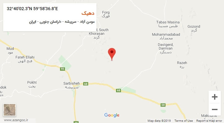 روستای دهیک بر روی نقشه