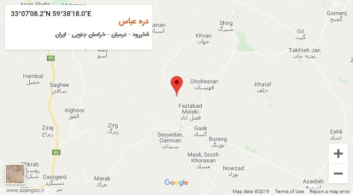روستای دره عباس بر روی نقشه