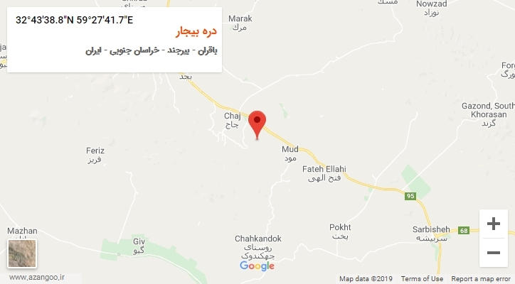 روستای دره بیجار بر روی نقشه