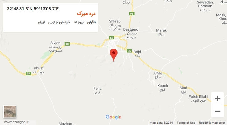 روستای دره میرک بر روی نقشه