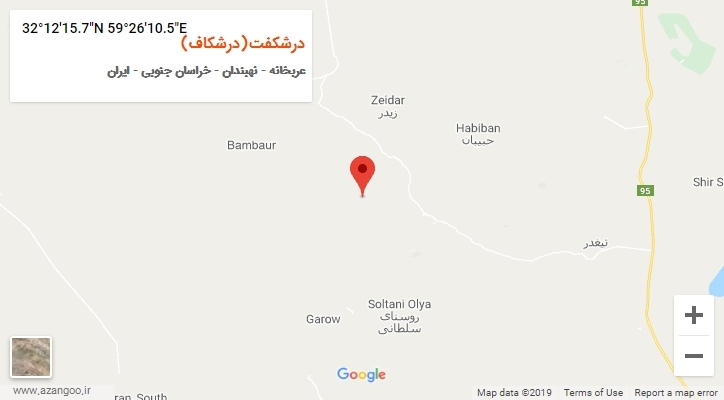 روستای درشکفت(درشکاف) بر روی نقشه