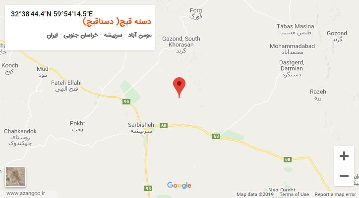 روستای دسته قیچ( دستاقیچ) بر روی نقشه